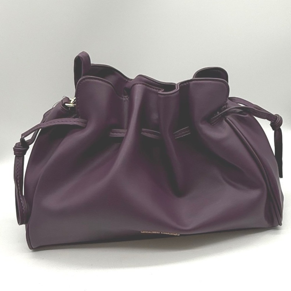 Badgley Mischka Women's Purple Vegan Leather‎ Drawstring dumpling Bag Purse $149